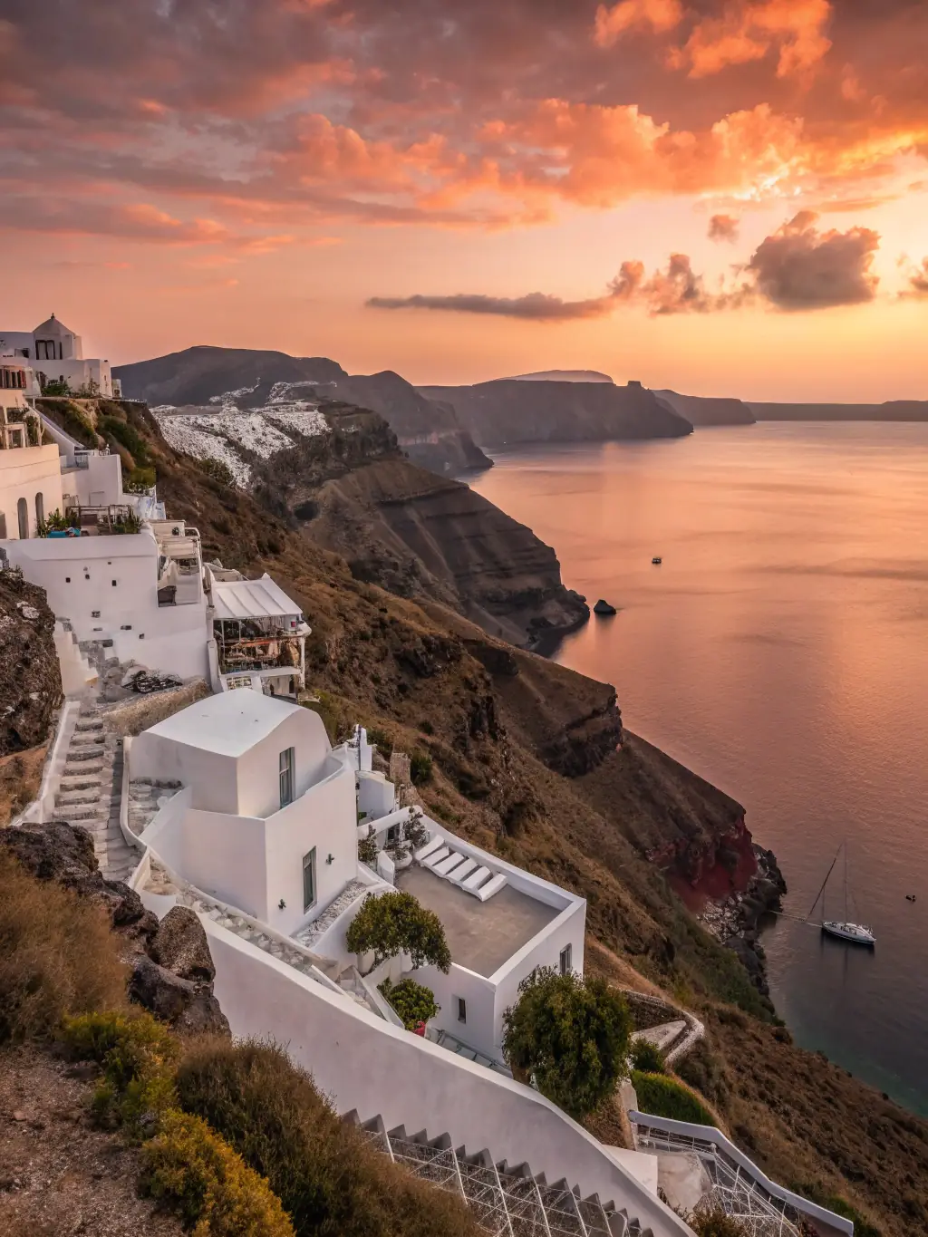 A vibrant image of Santorini, Greece, showcasing its iconic white-washed buildings, blue domes, and stunning caldera views, capturing the essence of a Mediterranean paradise.